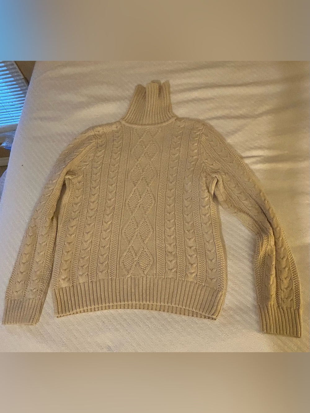 Eight Eight Eight 100% cotton Turtleneck Cable Knit Sweater - Cream